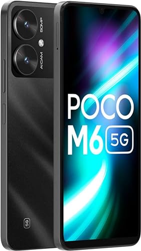 POCO M6 5G (Galactic Black, 8GB RAM, 256GB Storage) | MediaTek Dimensity 6100+ 5G Processor | 5000 mAh Battery + 18W Fast Charging | 50 MP AI Dual-Camera System & Side Fingerprint Sensor