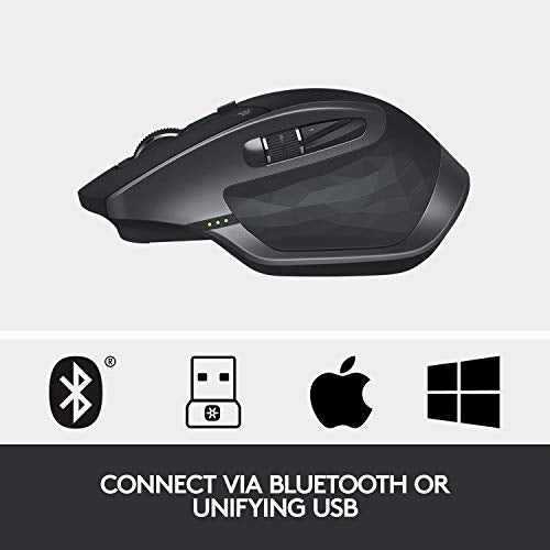 Logitech MX Master 2S Bluetooth Edition Wireless Mouse, Multi-Surface, Hyper-Fast Scrolling, Ergonomic, Rechargeable, Connects Up to 3 Mac/PC Computers