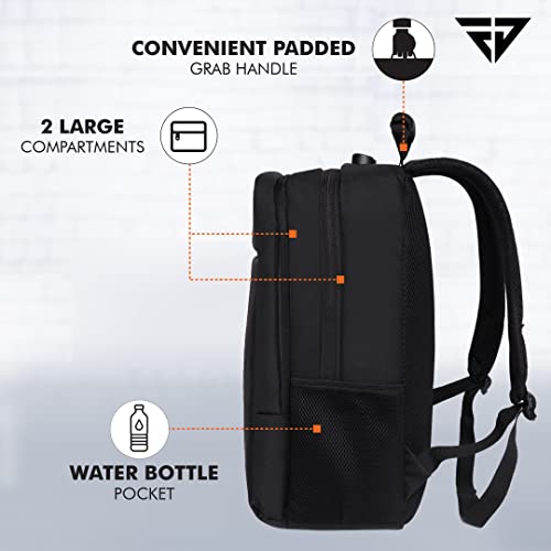 FUR JADEN Anti Theft Number Lock Backpack Bag with 15.6 Inch Laptop Compartment, USB Charging Port & Organizer Pocket for Men Women Boys Girls (Black)
