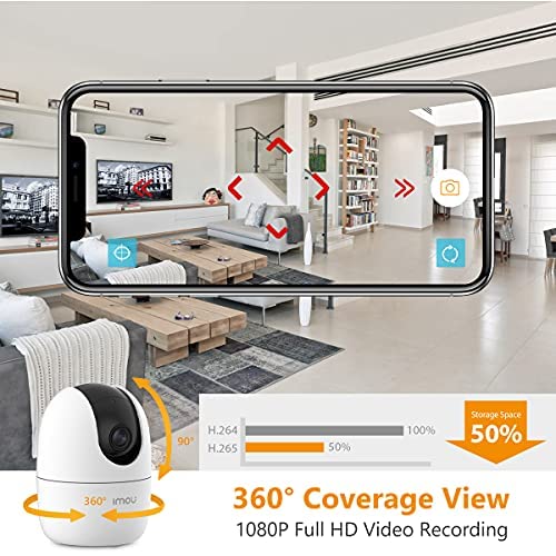 IMOU 360° 1080P HD Security Camera - AI Detection, Motion Tracking, 2-Way Audio, Night Vision, WiFi/Ethernet, Alexa & Google, 256GB SD