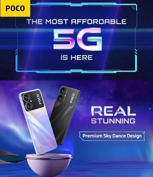 POCO M6 5G (Galactic Black, 8GB RAM, 256GB Storage) | MediaTek Dimensity 6100+ 5G Processor | 5000 mAh Battery + 18W Fast Charging | 50 MP AI Dual-Camera System & Side Fingerprint Sensor