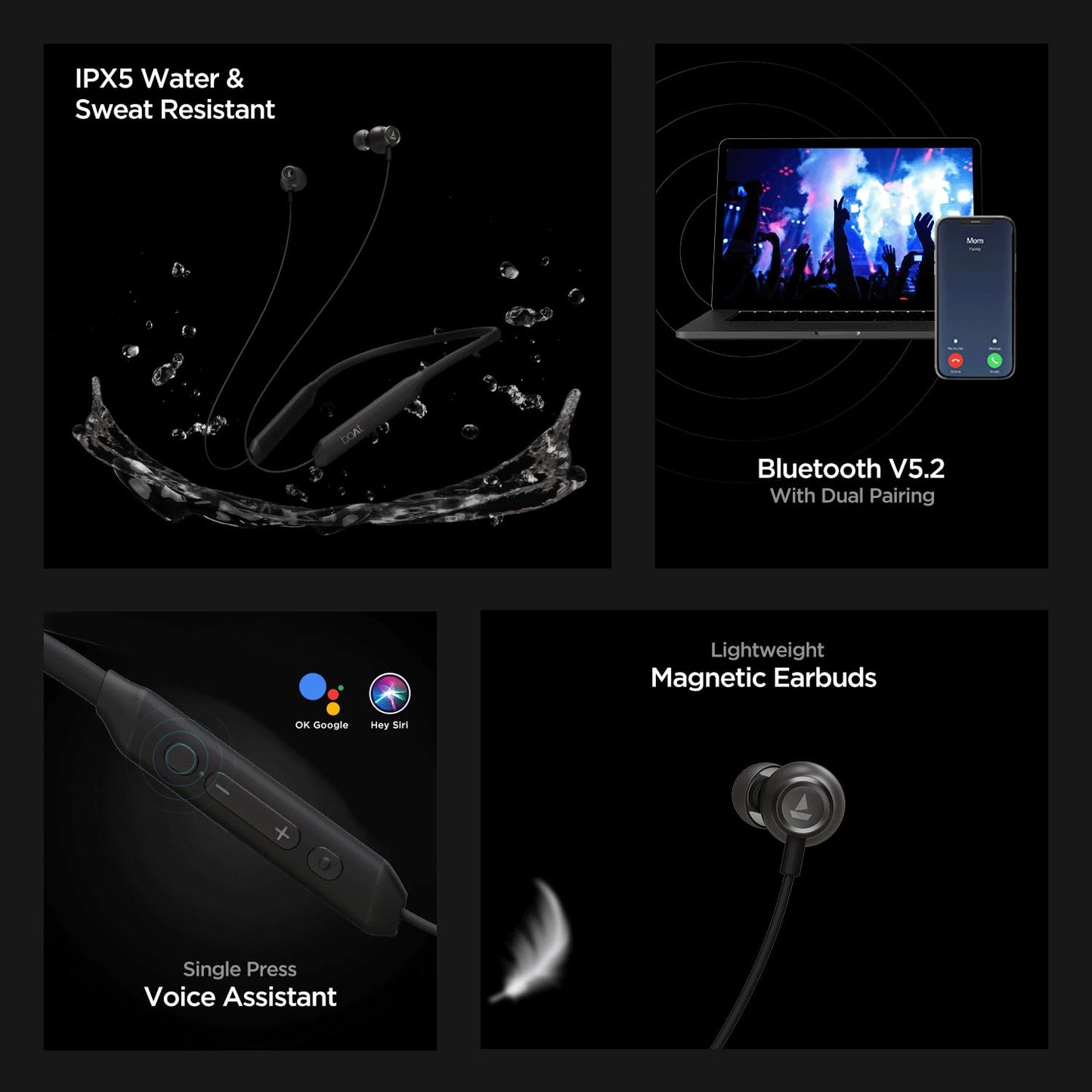 boAt Rockerz 205 Pro in Ear Bluetooth Neckband with Mic, Beast Mode(Low Latency Upto 65ms), ENx Tech for Clear Voice Calls,30 Hours Playtime, ASAP Charge,10mm Drivers,Dual Pairing & IPX5(Active Black)