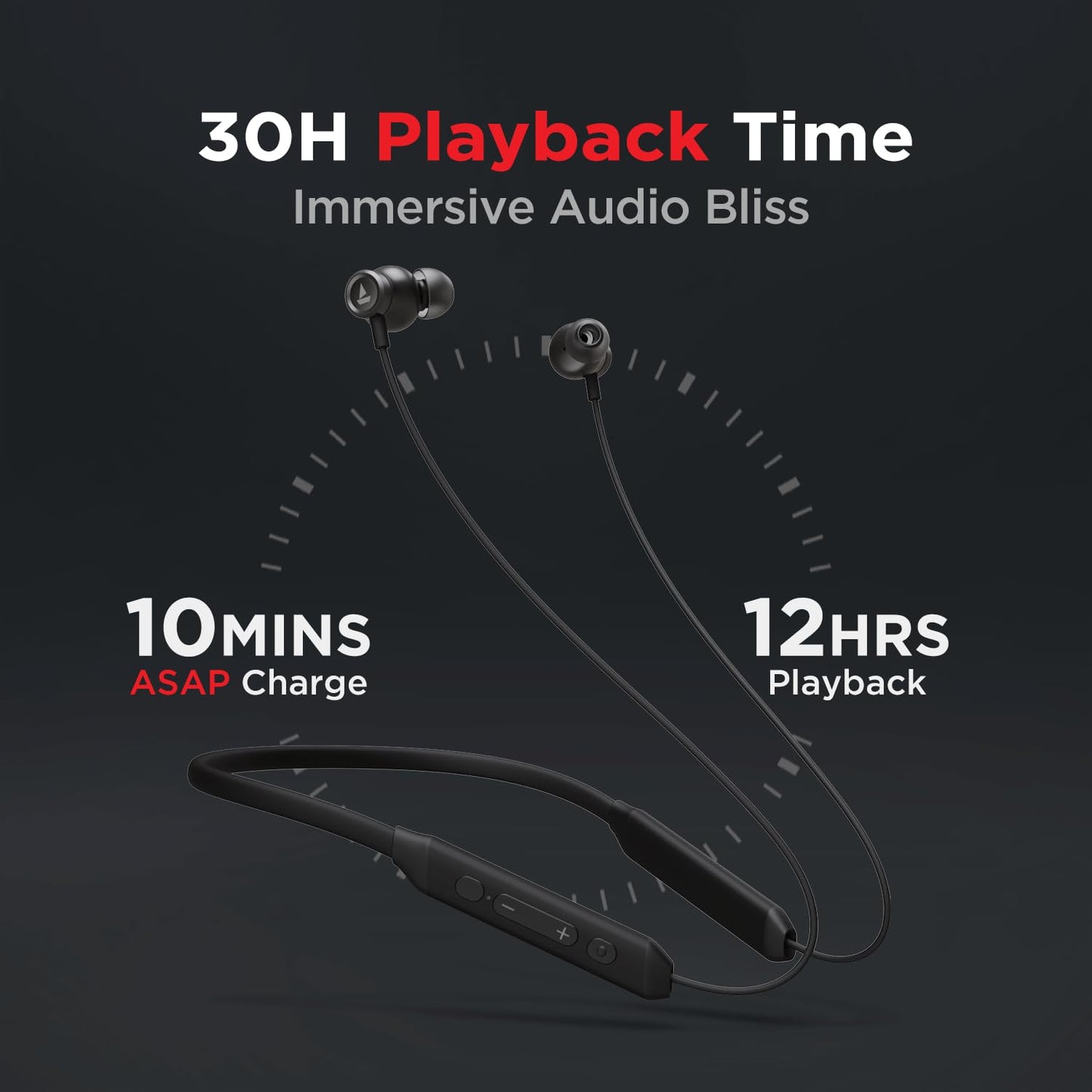 boAt Rockerz 205 Pro in Ear Bluetooth Neckband with Mic, Beast Mode(Low Latency Upto 65ms), ENx Tech for Clear Voice Calls,30 Hours Playtime, ASAP Charge,10mm Drivers,Dual Pairing & IPX5(Active Black)