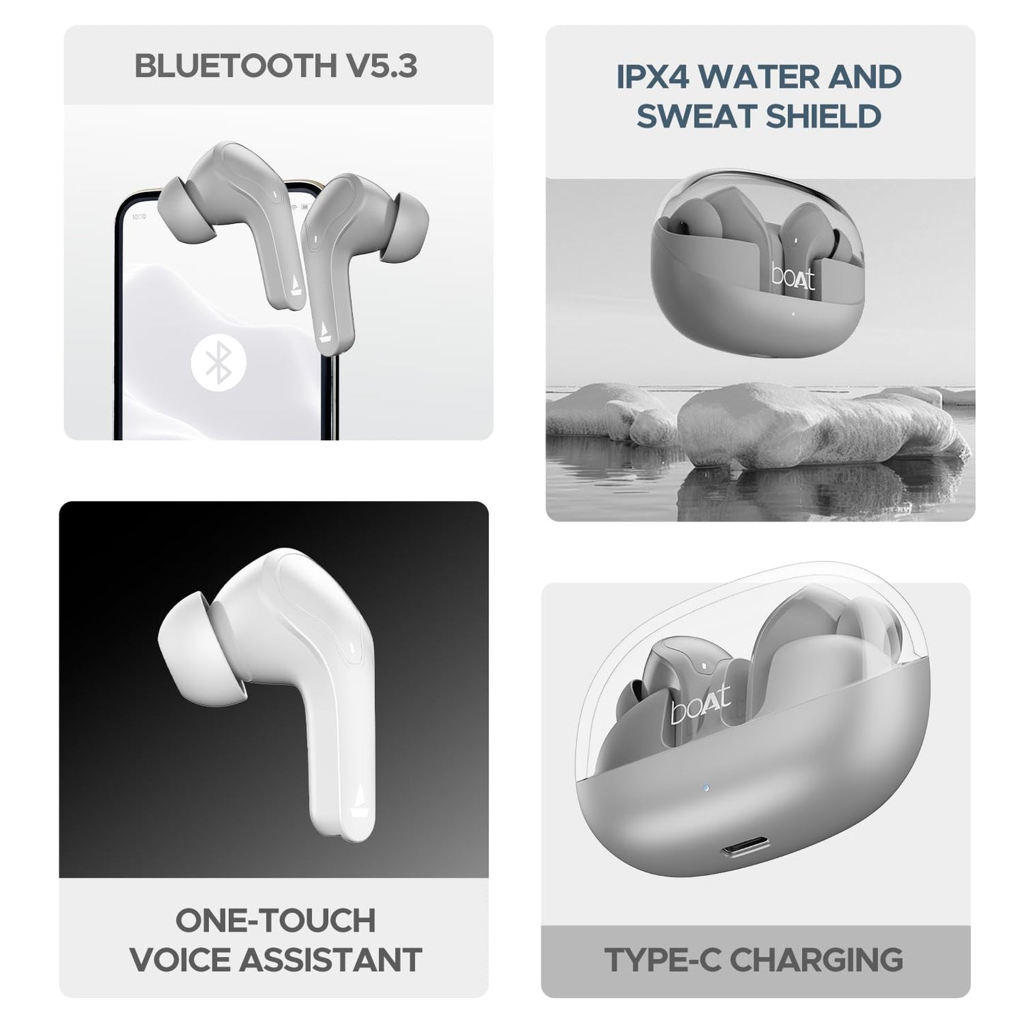 boAt Airdopes 311 Pro Truly Wireless in Ear Ear Buds w/Up to 50 HRS Playtime, Dual Mics with ENx™ Tech, 50 ms Low-Latency Beast™ Mode, ASAP™ Charging, IWP™ Tech(Space Grey)