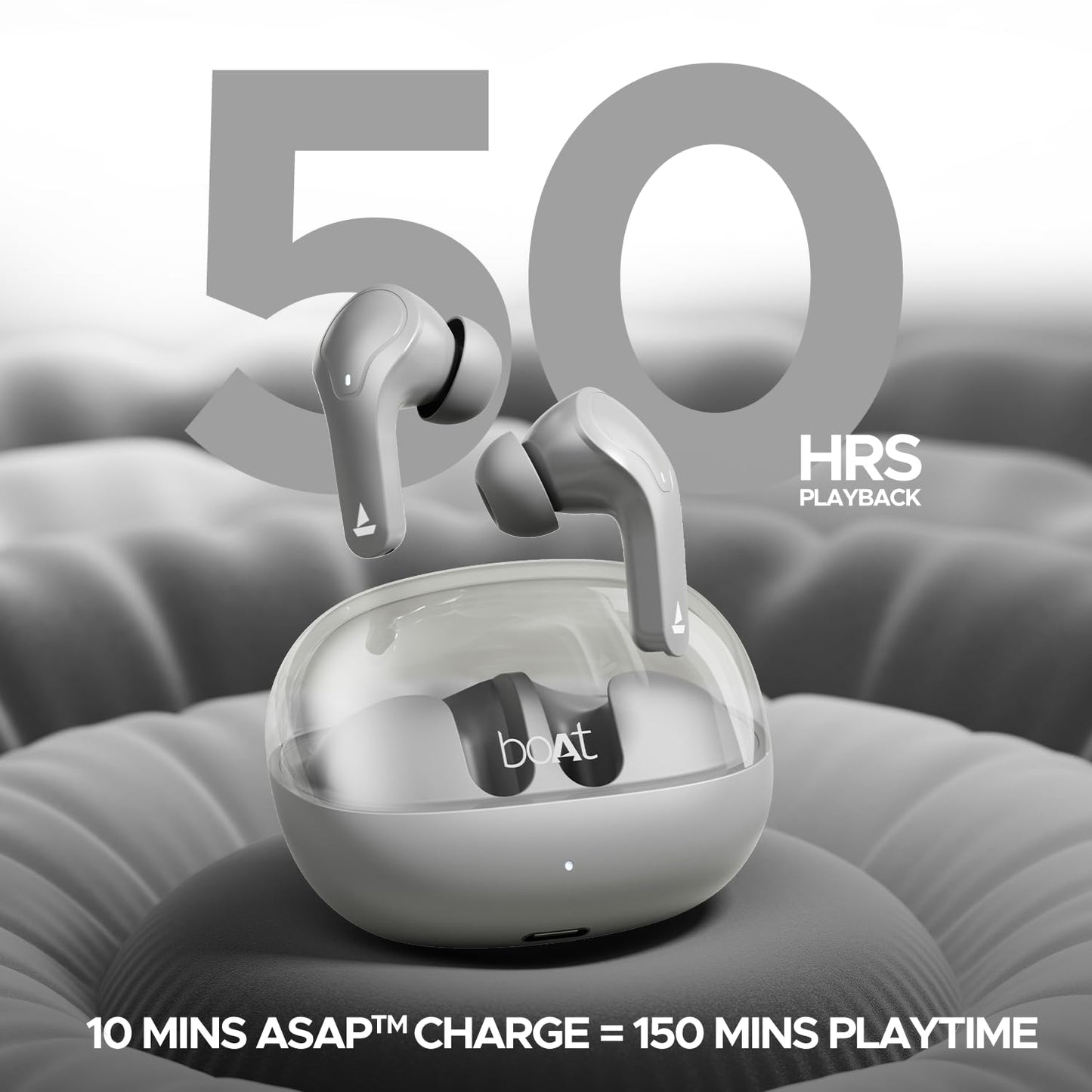 boAt Airdopes 311 Pro Truly Wireless in Ear Ear Buds w/Up to 50 HRS Playtime, Dual Mics with ENx™ Tech, 50 ms Low-Latency Beast™ Mode, ASAP™ Charging, IWP™ Tech(Space Grey)