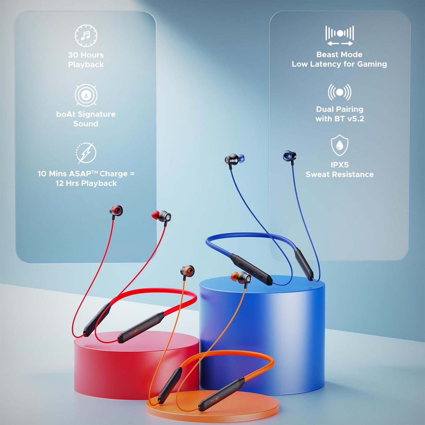 boAt Rockerz 205 Pro in Ear Bluetooth Neckband with Mic, Beast Mode(Low Latency Upto 65ms), ENx Tech for Clear Voice Calls,30 Hours Playtime, ASAP Charge,10mm Drivers,Dual Pairing & IPX5(Active Black)