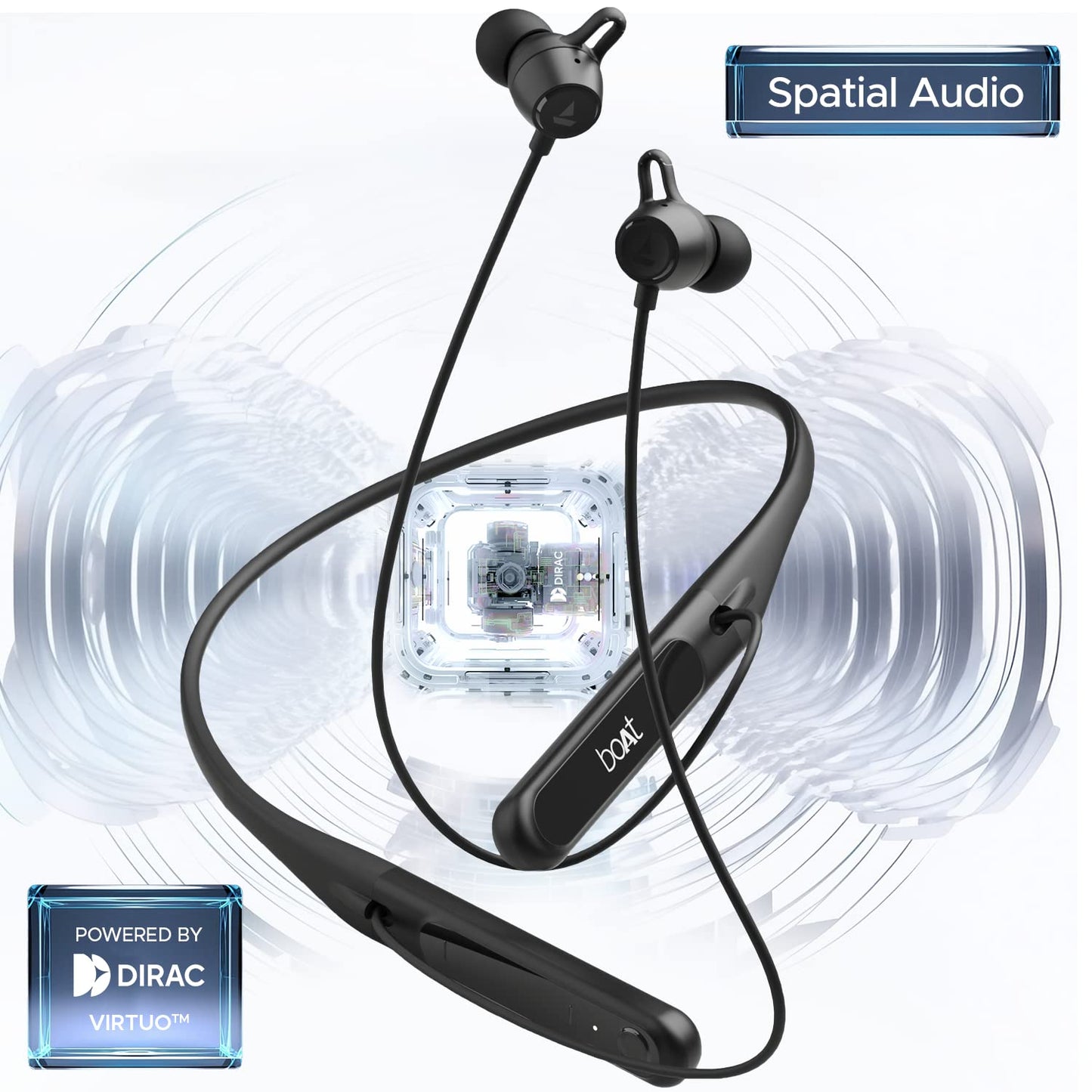 boAt Rockerz 255 Touch Neckband with Full Touch Controls,Spatial Audio,Up to 30H Playtime,ASAP Charge,Beast Mode,Enx Technology(Pitch Black),in-ear,Bluetooth