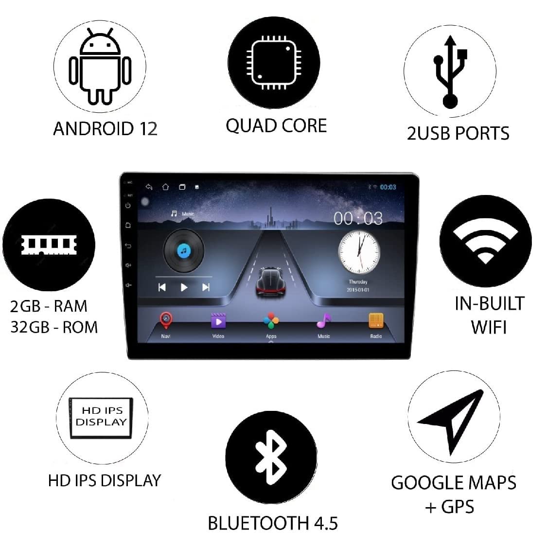 Auto Snap 9" Android Double Din Stereo 2GB/32GB Vortex