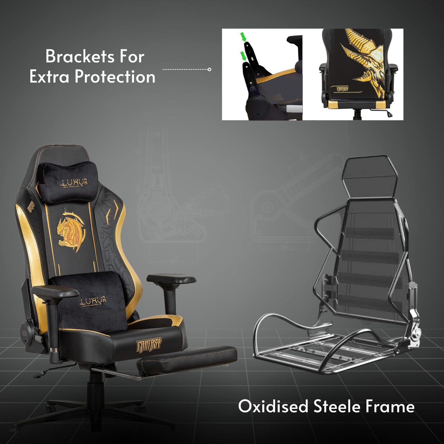 Dr Luxur Fantasy: Ergonomic Gaming Chair Neck/Lumbar Support Vortex