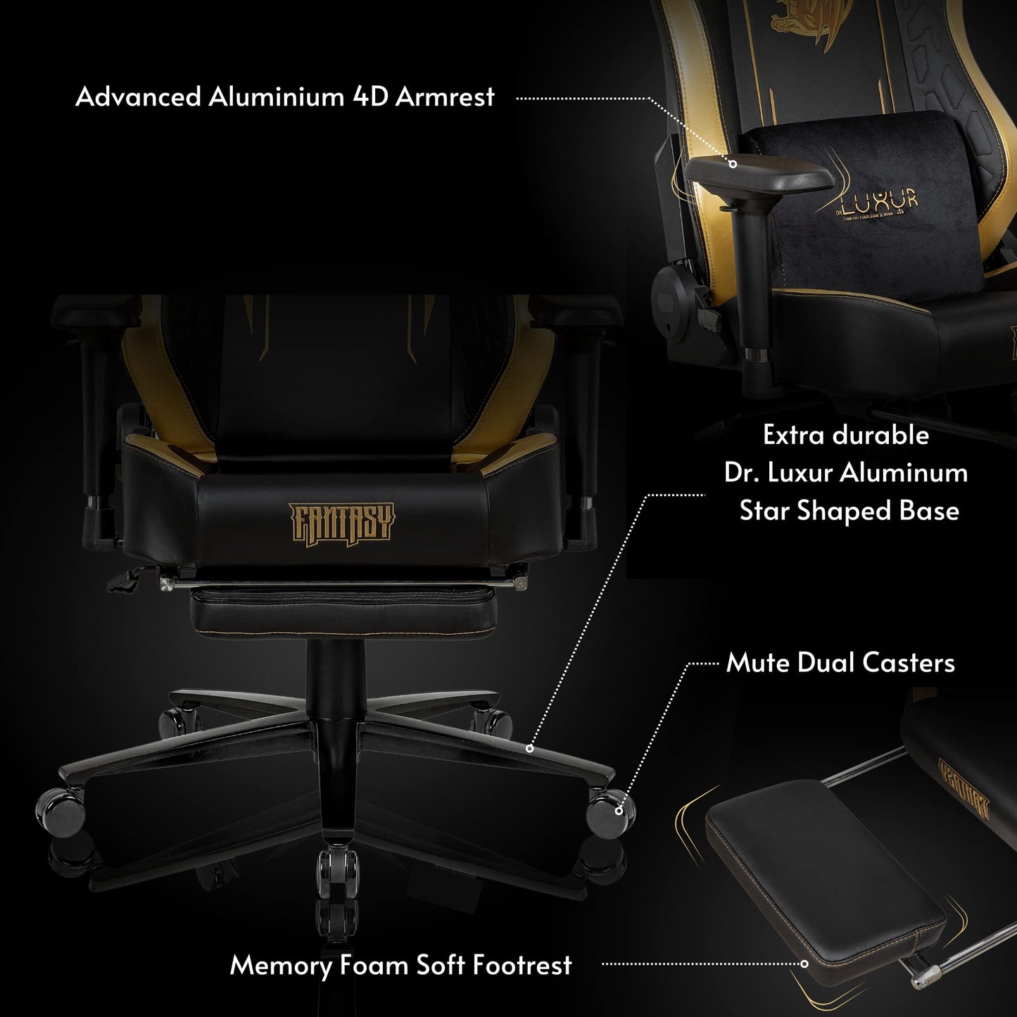Dr Luxur Fantasy: Ergonomic Gaming Chair Neck/Lumbar Support Vortex