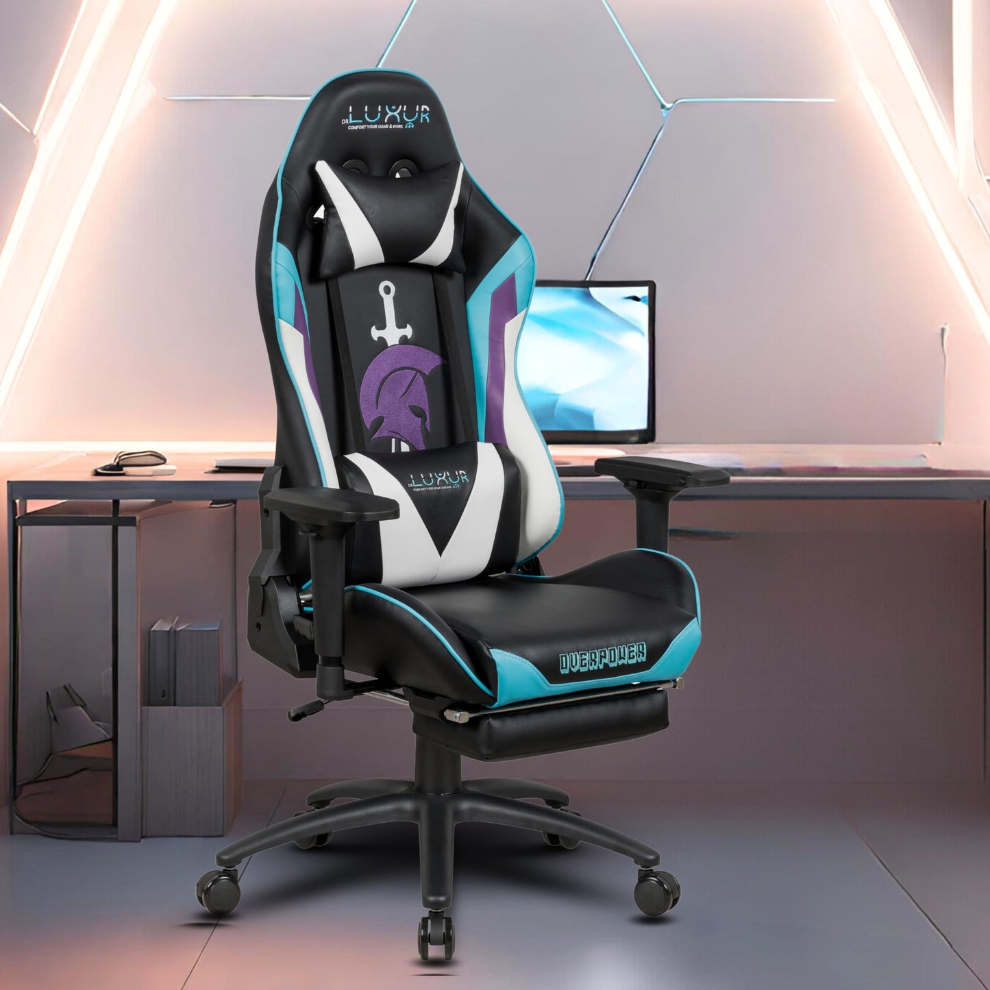 Dr Luxur Overpower: Gaming Chair Lumbar Support, Footrest, Recline Vortex