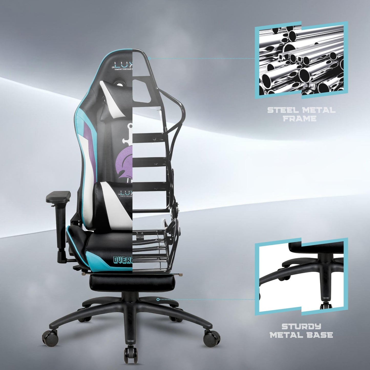 Dr Luxur Overpower: Gaming Chair Lumbar Support, Footrest, Recline Vortex