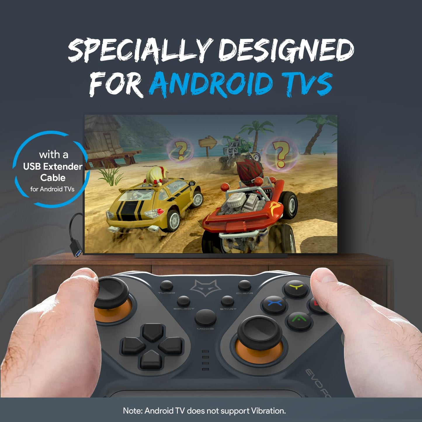 EvoFox Elite Ops: Wireless Gamepad Android/Google TV, 8+Hrs Vortex