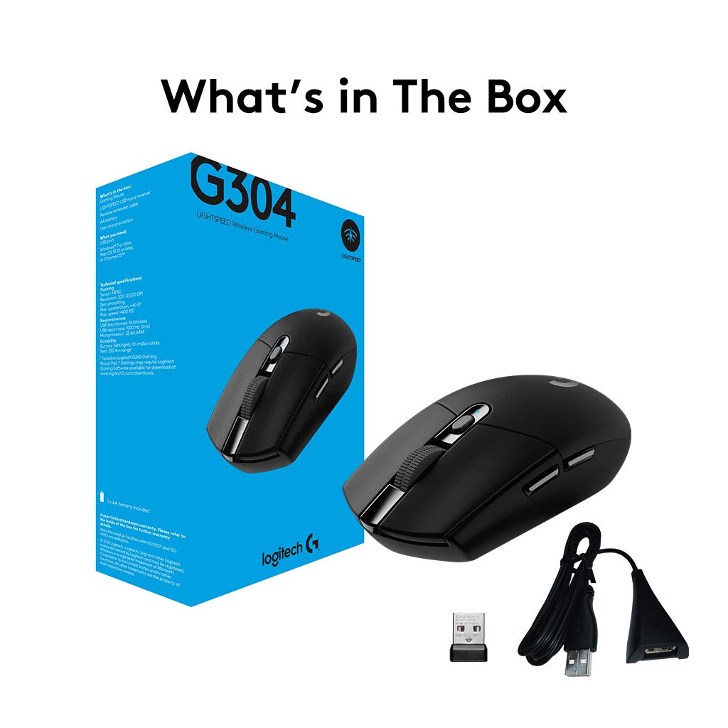 Logitech G304 Lightspeed: Wireless Gaming Mouse (Hero, 12K DPI, Light) Vortex