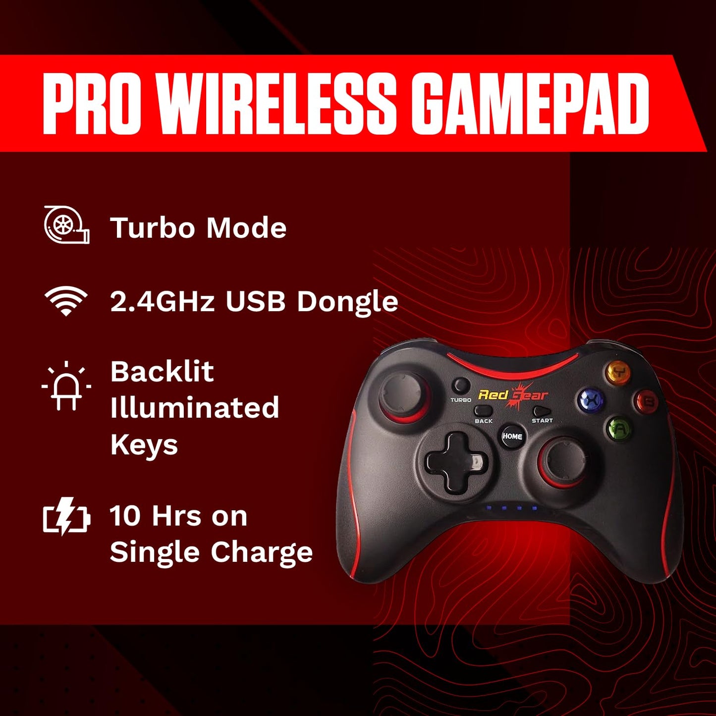 Redgear Pro Wireless Gamepad (2.4GHz, Vibration, Illuminated) Vortex