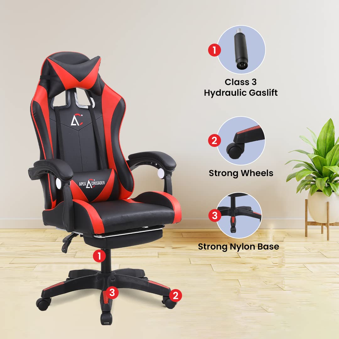 Savya Home Snipe Adjustable Gaming Chair (Red) Vortex