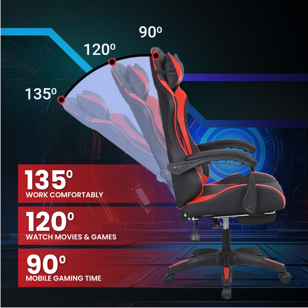 Savya Home Snipe Adjustable Gaming Chair (Red) Vortex