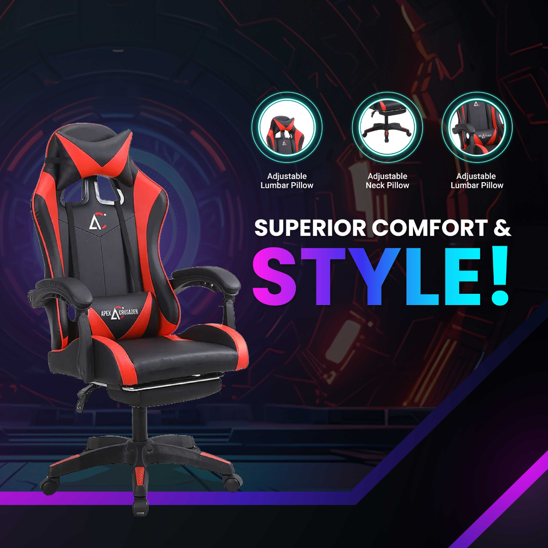 Savya Home Snipe Adjustable Gaming Chair (Red) Vortex