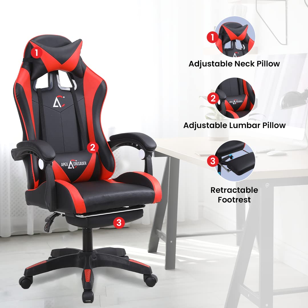 Savya Home Snipe Adjustable Gaming Chair (Red) Vortex