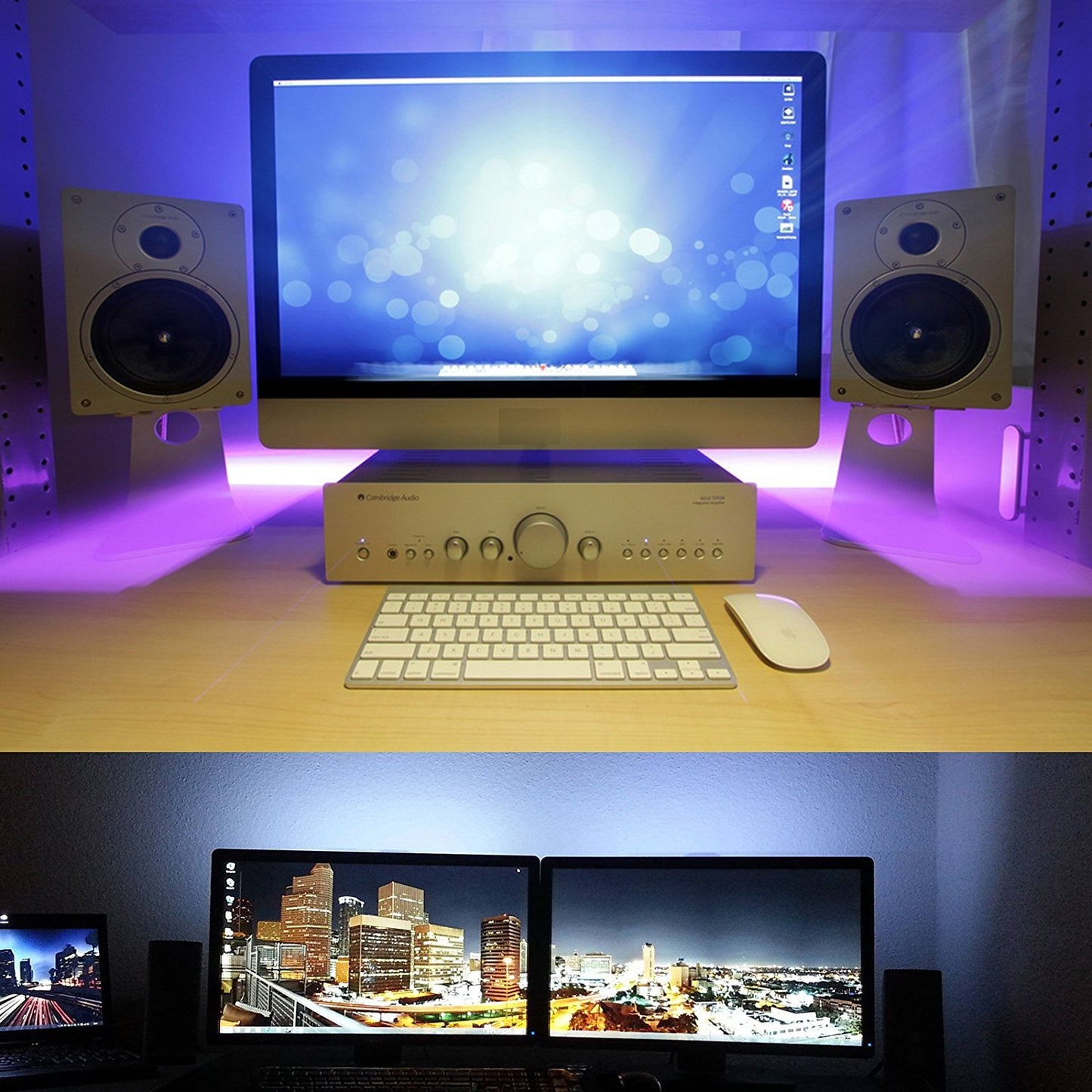 XERGY USB 5V 5050 RGB LED Flexible Strip Light Multi-Color Changing Lighting K-it Background Lighting with Mini Controller for TV PC Laptop Bias Lighting (2 Meter for 32-40" TV's) Vortex