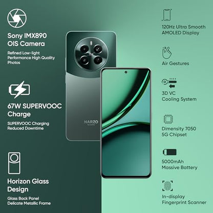 realme NARZO 70 Pro 5G (Glass Green, 8GB RAM,256GB Storage) Dimensity 7050 5G Chipset | Horizon Glass Design | Segment 1st Flagship Sony IMX890 OIS Camera