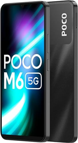 POCO M6 5G (Galactic Black, 8GB RAM, 256GB Storage) | MediaTek Dimensity 6100+ 5G Processor | 5000 mAh Battery + 18W Fast Charging | 50 MP AI Dual-Camera System & Side Fingerprint Sensor