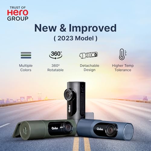 Qubo Car Dash Camera Pro X - Full HD 1080p, Wide Angle, Super Capacitor, 1TB SD, DIY Setup (Space Grey, 2023)