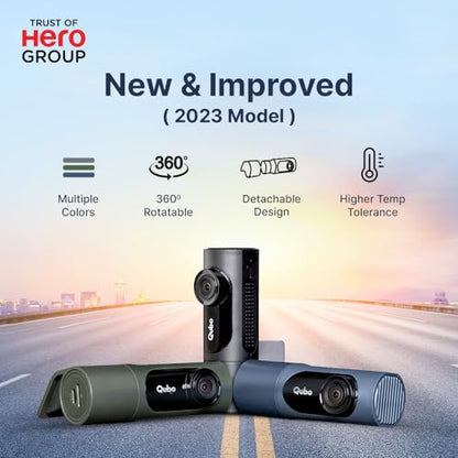Qubo Car Dash Camera Pro X - Full HD 1080p, Wide Angle, Super Capacitor, 1TB SD, DIY Setup (Space Grey, 2023)
