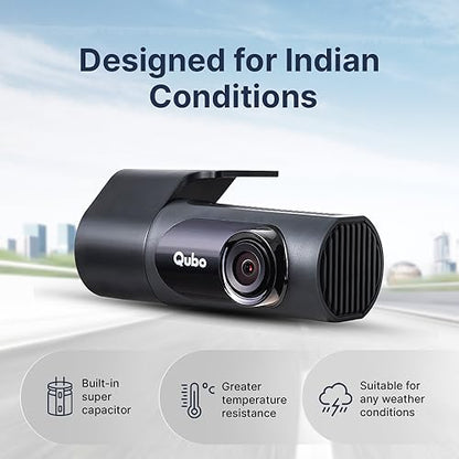 Qubo Car Dash Camera Pro X - Full HD 1080p, Wide Angle, Super Capacitor, 1TB SD, DIY Setup (Space Grey, 2023)