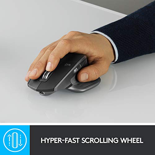 Logitech MX Master 2S Bluetooth Edition Wireless Mouse, Multi-Surface, Hyper-Fast Scrolling, Ergonomic, Rechargeable, Connects Up to 3 Mac/PC Computers