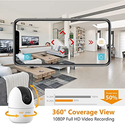 IMOU 360° 1080P HD Security Camera - AI Detection, Motion Tracking, 2-Way Audio, Night Vision, WiFi/Ethernet, Alexa & Google, 256GB SD
