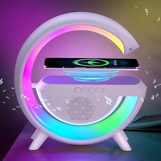 MAVIND G 3-in-1 Bluetooth Speaker Lamp - Wireless Charging, RGB Light, Sunrise Alarm Clock
