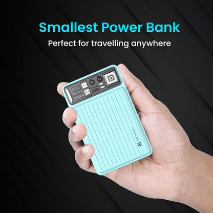 Portronics Luxcell Wireless Mini 10k 10000mAh 15W Magnetic Wireless Fast Charging Smallest Power Bank with 22.5 Wired Output Compatible with iPhone 12 & above & Other QI enabled Devices(Light Blue)