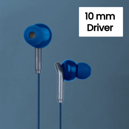 ZEBRONICS Zeb-Bro in Ear Wired Earphones with Mic, 3.5mm Audio Jack, 10mm Drivers, Phone/Tablet Compatible(Blue)