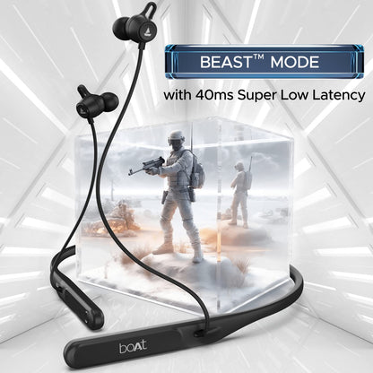 boAt Rockerz 255 Touch Neckband with Full Touch Controls,Spatial Audio,Up to 30H Playtime,ASAP Charge,Beast Mode,Enx Technology(Pitch Black),in-ear,Bluetooth