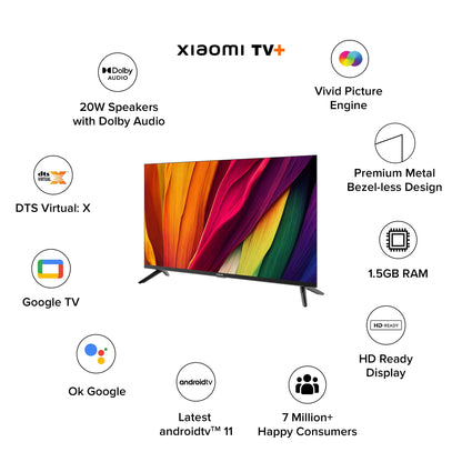 Xiaomi 80 cm (32 inches) A Series HD Ready Smart Google LED TV L32MA-AIN (Black)