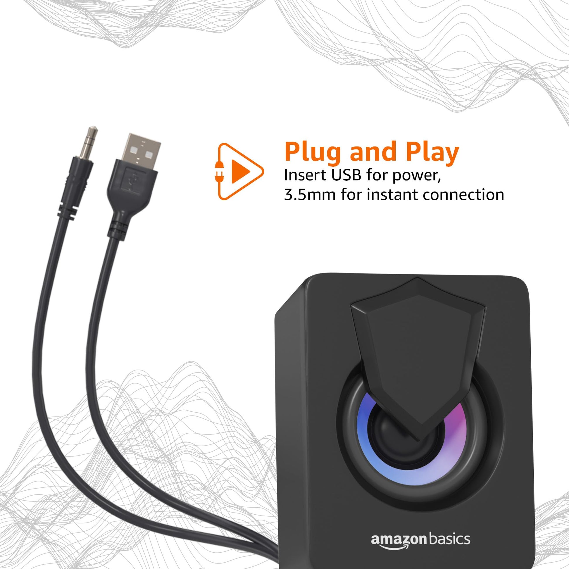 AmazonBasics Stereo Gaming Speaker for PC/Laptop Vortex