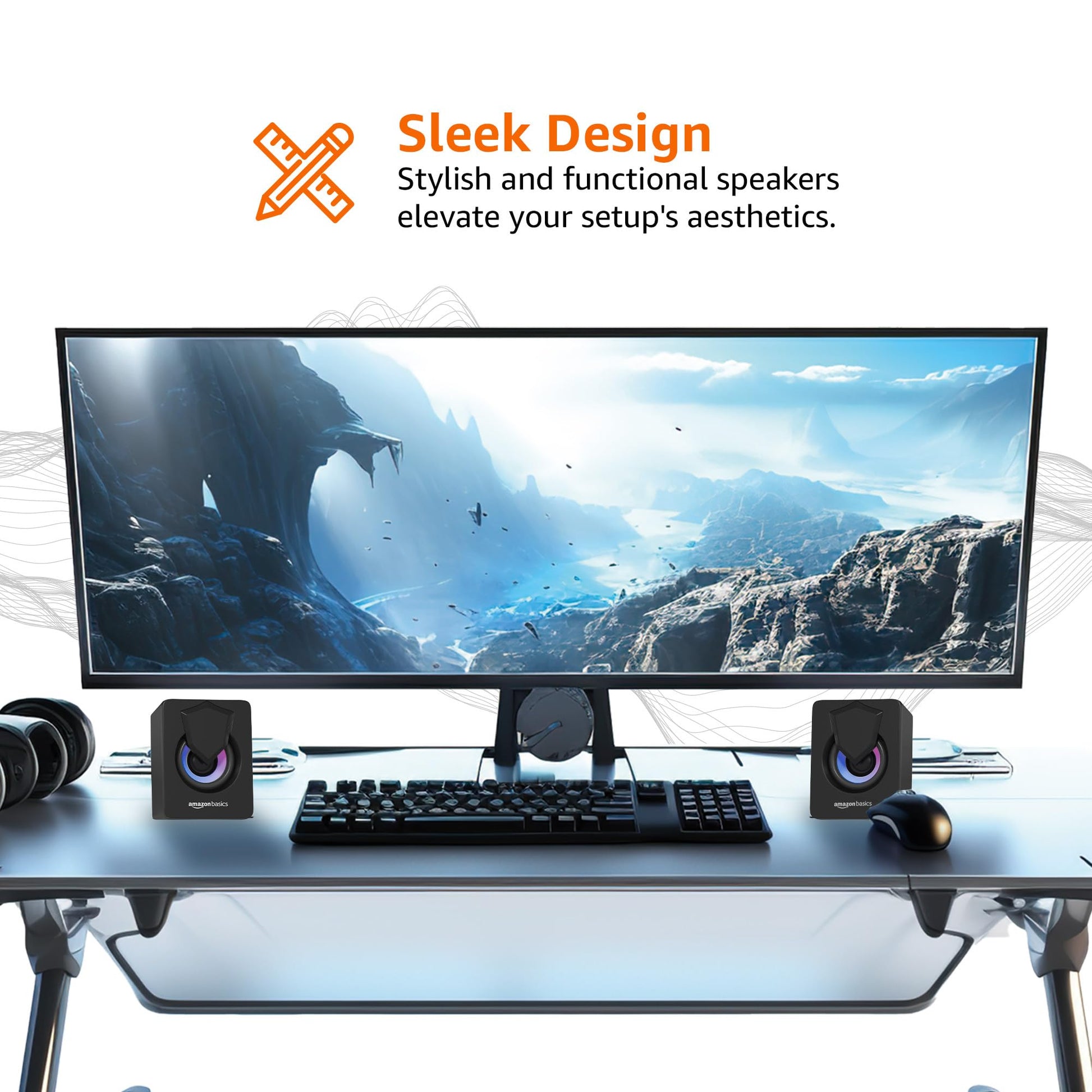 AmazonBasics Stereo Gaming Speaker for PC/Laptop Vortex