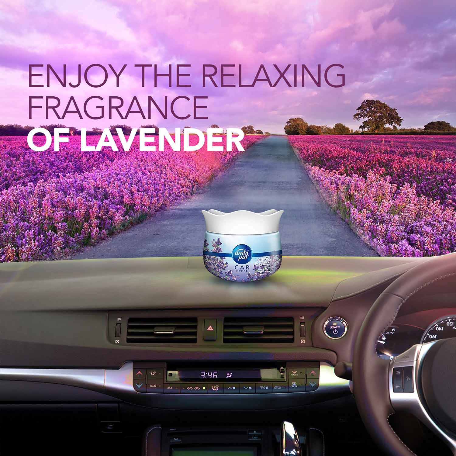 Ambi Pur Car Freshener Gel, Relaxing Lavender, 75 g Vortex