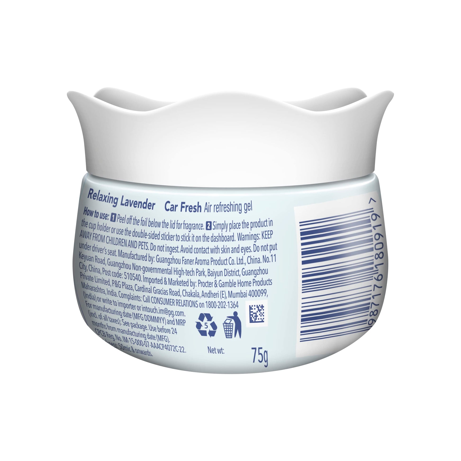 Ambi Pur Car Freshener Gel, Relaxing Lavender, 75 g Vortex