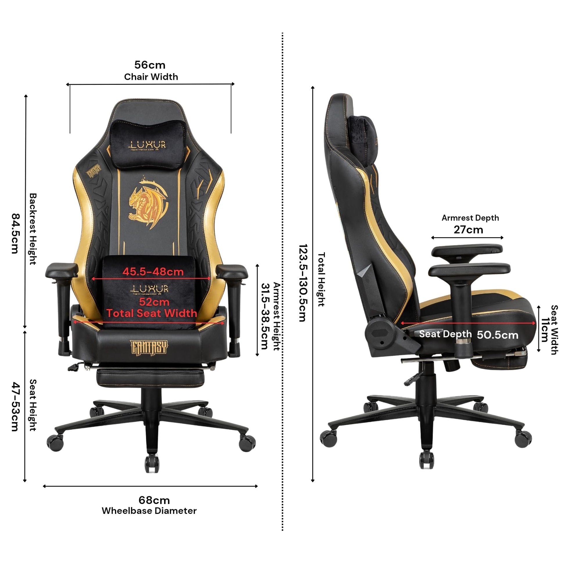 Dr Luxur Fantasy: Ergonomic Gaming Chair Neck/Lumbar Support Vortex
