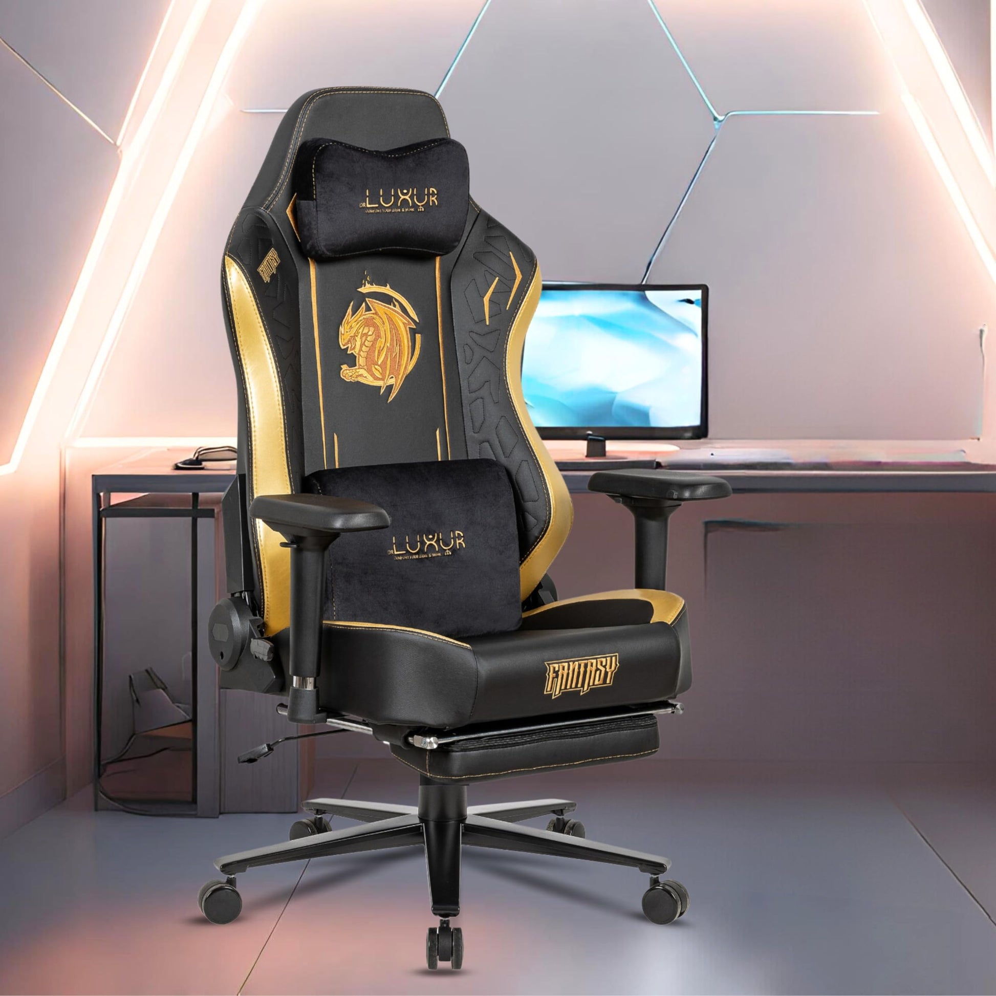 Dr Luxur Fantasy: Ergonomic Gaming Chair Neck/Lumbar Support Vortex