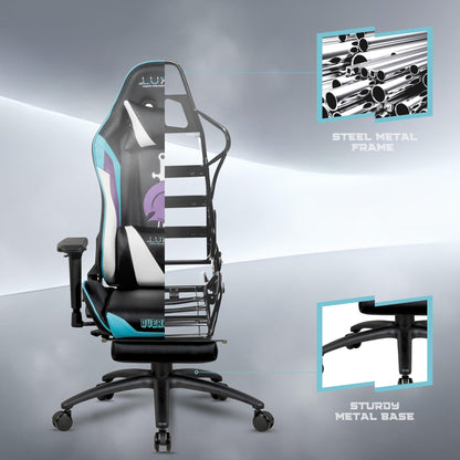 Dr Luxur Overpower: Gaming Chair Lumbar Support, Footrest, Recline Vortex