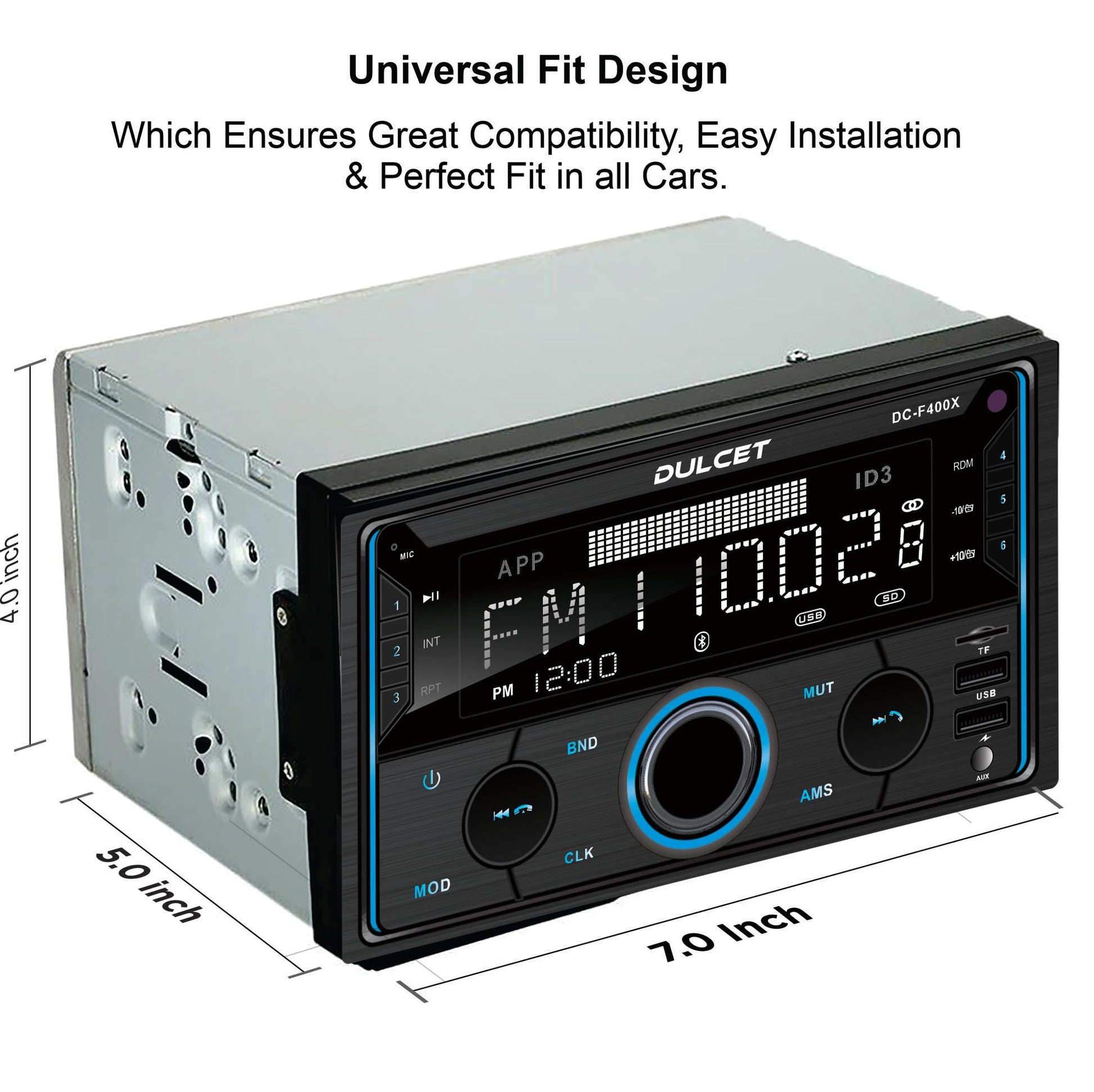 Dulcet DC-F400X: Double Din MP3 Stereo Dual USB Vortex