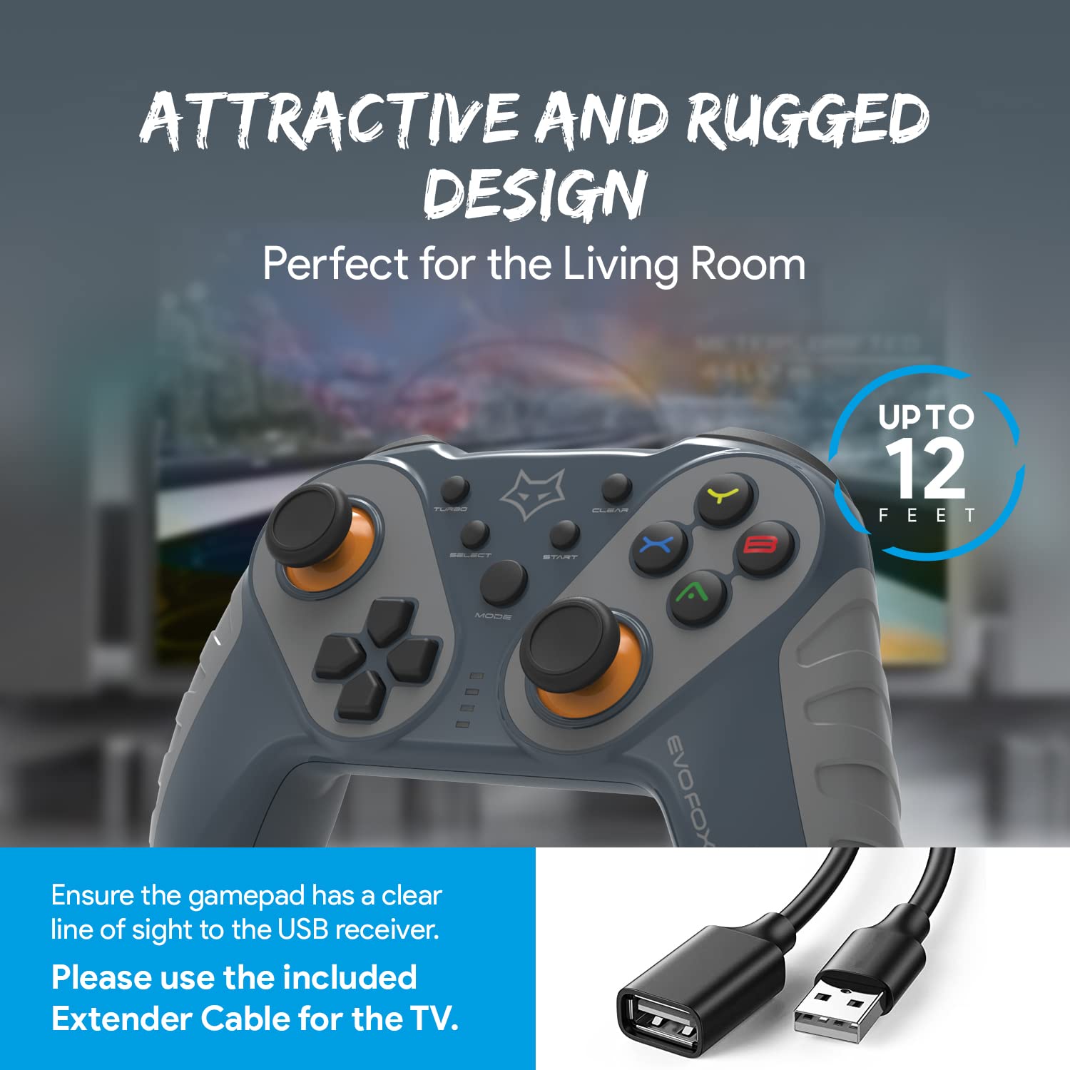EvoFox Elite Ops: Wireless Gamepad Android/Google TV, 8+Hrs Vortex