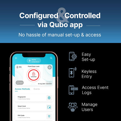 QUBO Essential Smart Lock (Fingerprint, App, Remote Access) Vortex