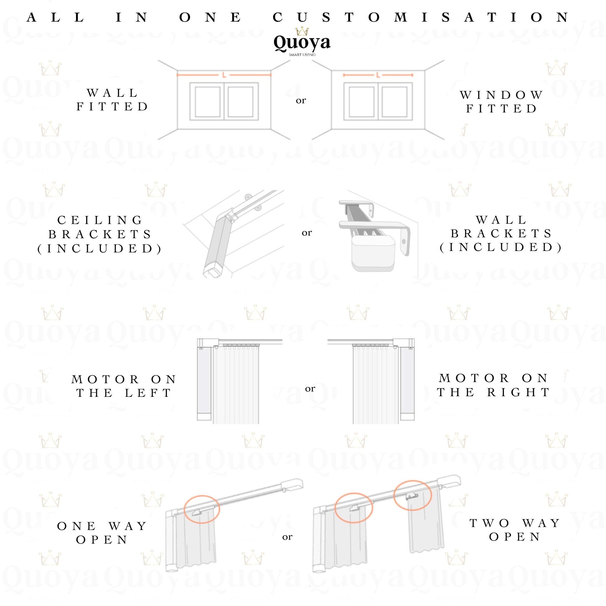 Quoya Smart Electric Curtains (Up to 5.2m) Vortex