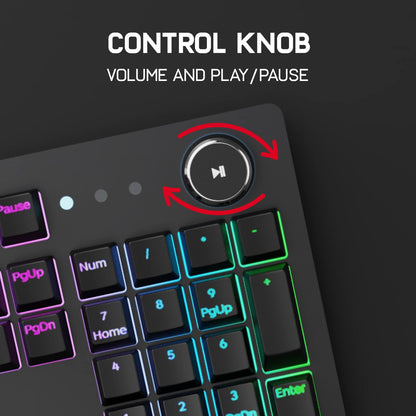 Redgear Shadow Blade: Mech Keyboard (LED, Knob, Wrist Rest) Vortex