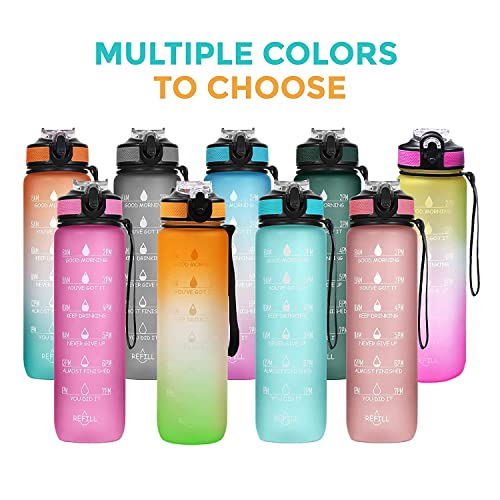 SOLARA Sipper Water Bottle with Motivational Time Marker, Sipper Bottle with Straw for Gym Office,Detoxing ebook Included | Blue Wave Vortex