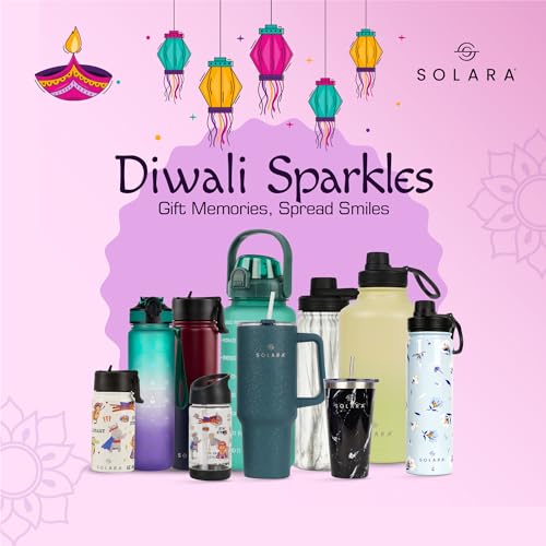 SOLARA Sipper Water Bottle with Motivational Time Marker, Sipper Bottle with Straw for Gym Office,Detoxing ebook Included | Blue Wave Vortex